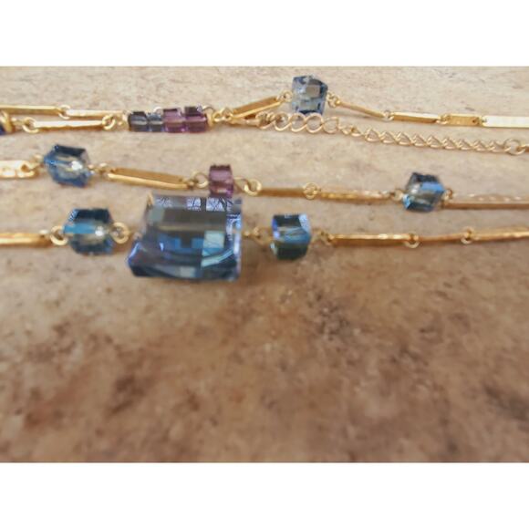 Vintage RLM Robert Lee Morris Gold Tone Crystal Necklace Signed 35–38” - Picture 8 of 11